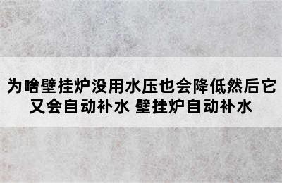 为啥壁挂炉没用水压也会降低然后它又会自动补水 壁挂炉自动补水